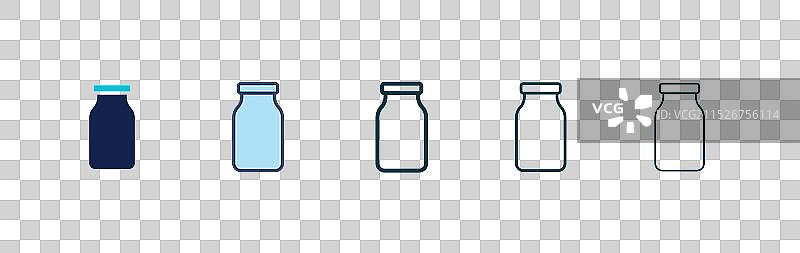 黑色填充和轮廓风格的罐子图标集图片素材