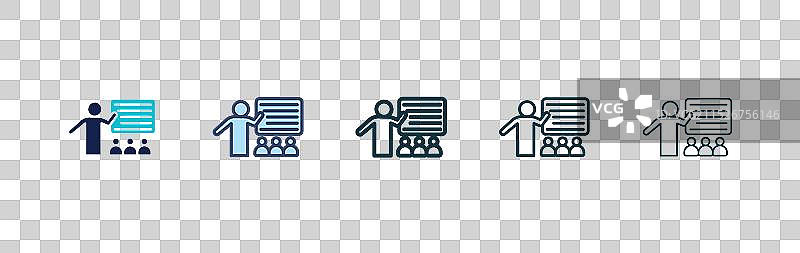 黑色填充和轮廓风格的讲座图标集图片素材