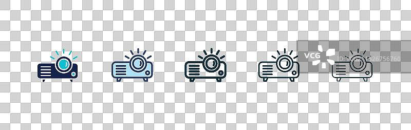 投影仪图标集黑色填充轮廓风格图片素材