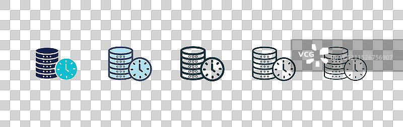 黑色填充和轮廓的实时数据图标集图片素材
