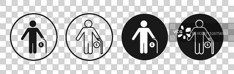 退休图标集黑色填充轮廓图片素材