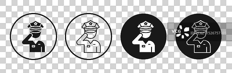 敬礼图标集黑色填充和轮廓样式图片素材