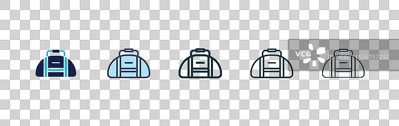 运动包图标集黑色填充和轮廓图片素材