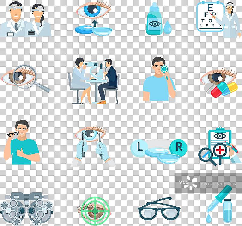眼科医生扁平图标合集图片素材