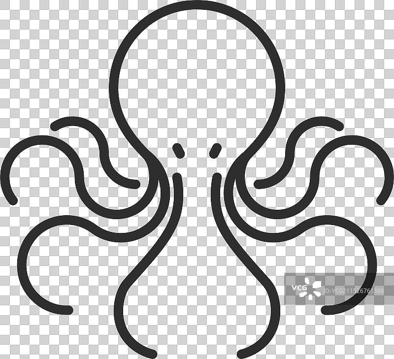 章鱼线条图标，海洋动物水下生物图片素材