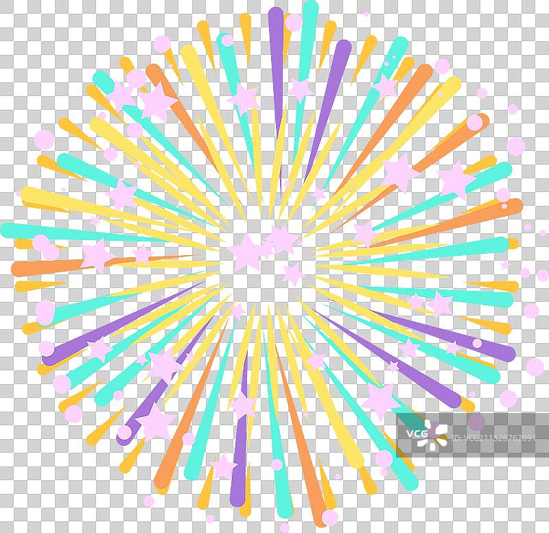 空中绽放的彩色烟花灯光秀图标图片素材