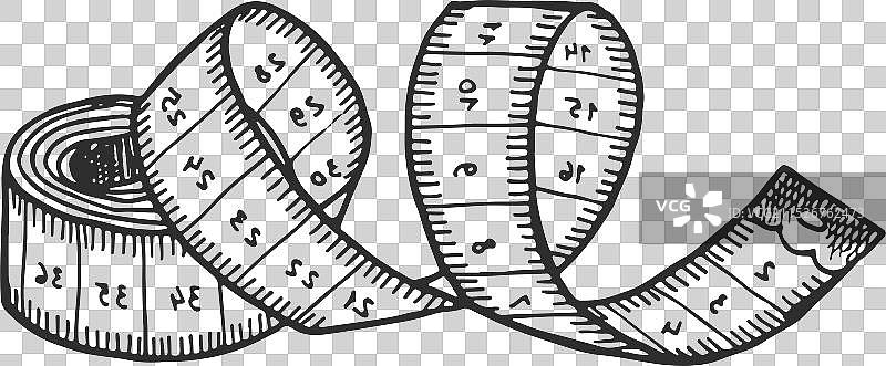 卷尺素描：裁缝的测量工具图片素材