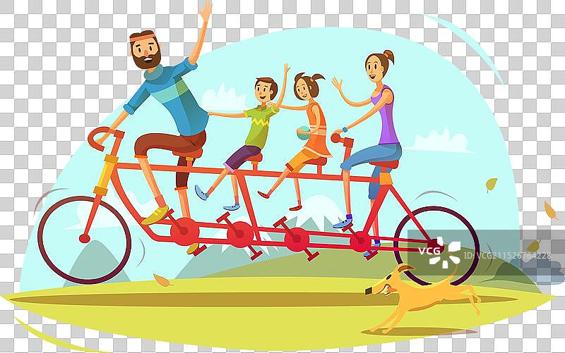 家庭和自行车卡通图片素材