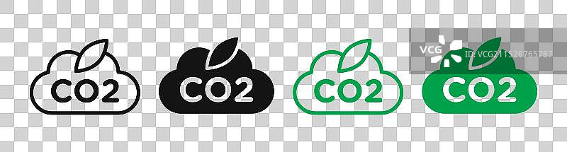 二氧化碳排放细线图标集图片素材