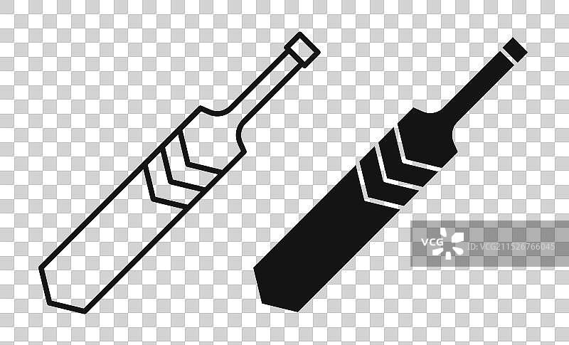 板球拍和球细线图标集图片素材