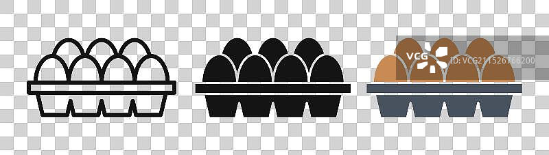 鸡蛋盒细线图标集图片素材