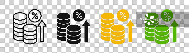 通货膨胀细线图标集图片素材