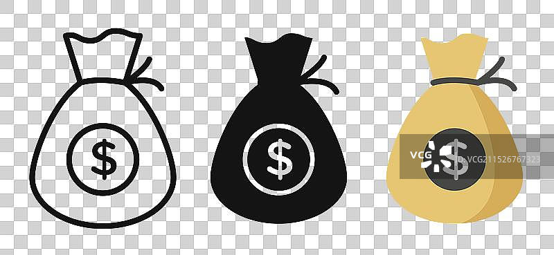 细线钱袋图标系列图片素材