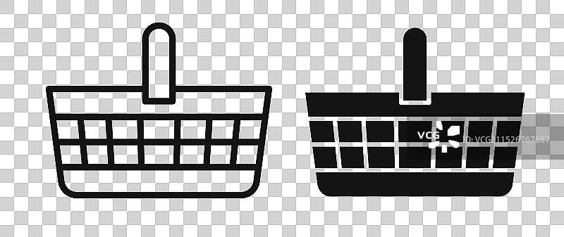 野餐篮细线图标集图片素材