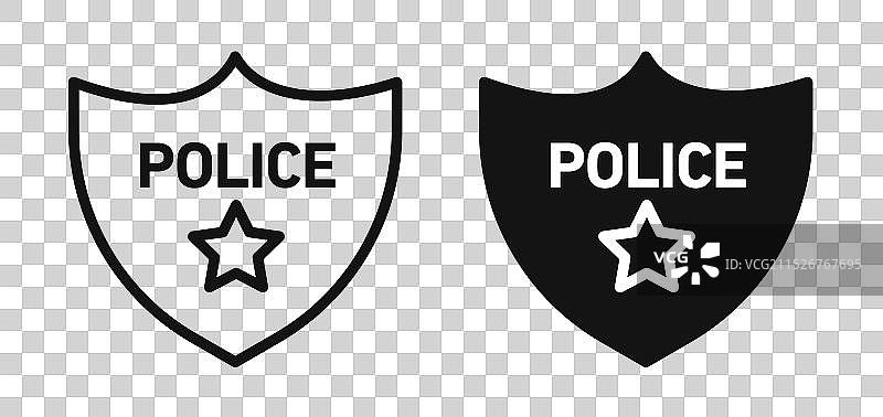 警察徽章细线图标集图片素材