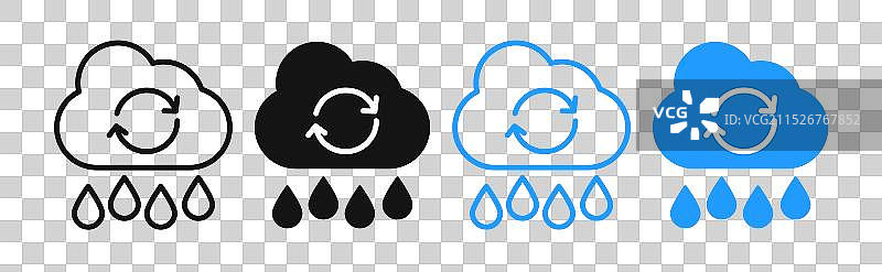 雨水收集细线图标集图片素材