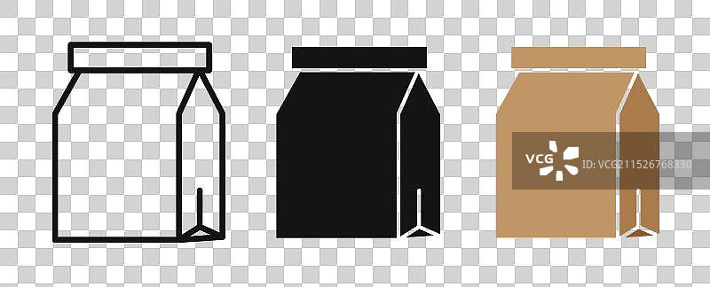 外卖食品袋细线图标集图片素材