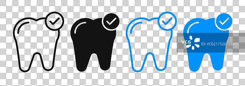 牙齿检查细线图标集图片素材