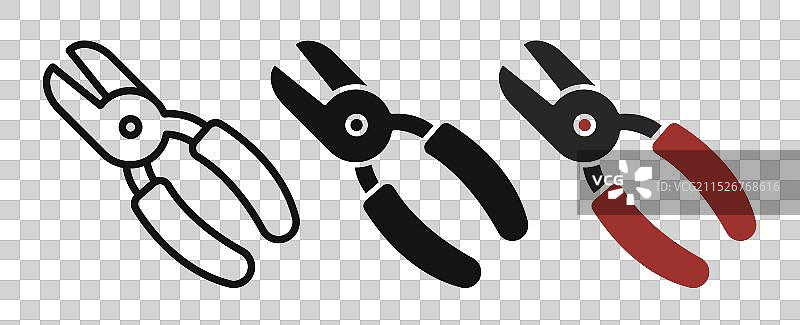 剪线钳细线图标集图片素材