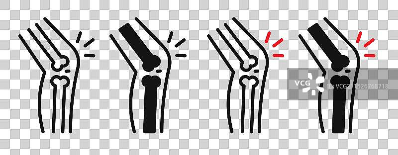 关节炎疼痛细线图标集图片素材