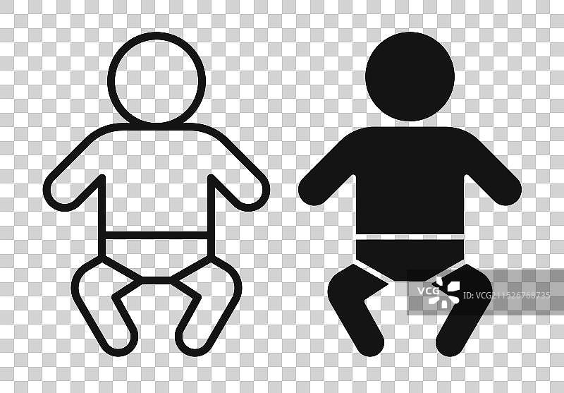 婴儿换尿布细线图标集图片素材