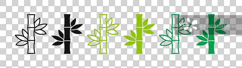 竹子植物细线图标集图片素材