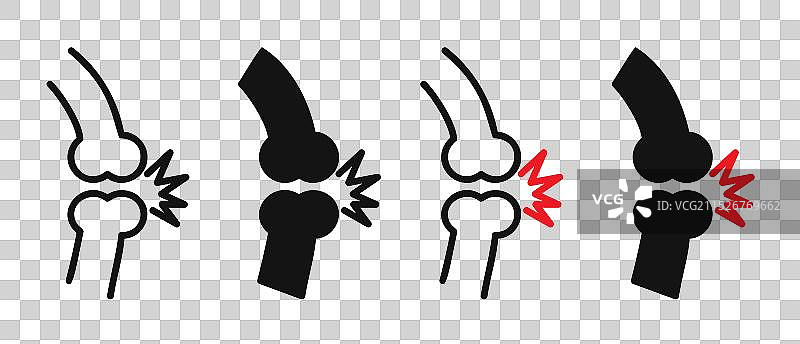 关节疼痛细线图标集图片素材