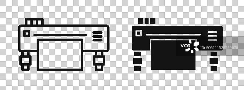 大型打印机细线图标集图片素材