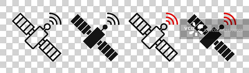 卫星细线图标集图片素材