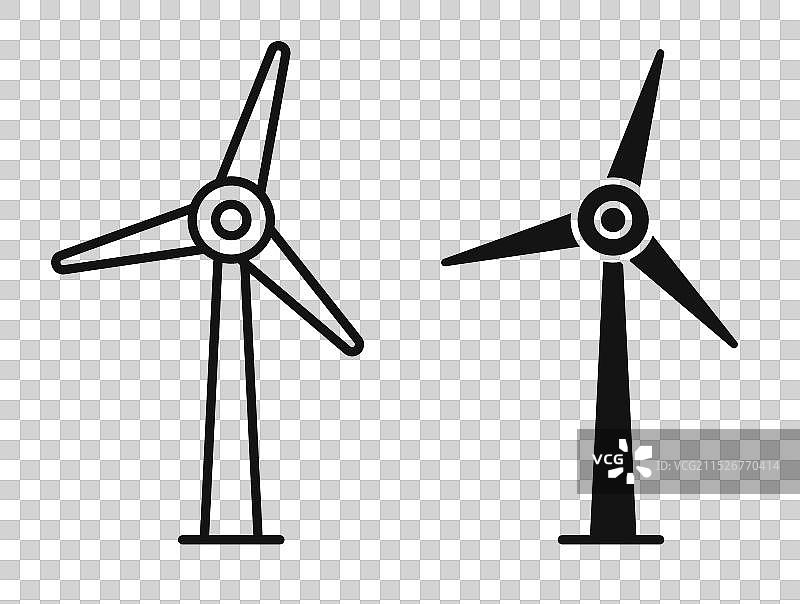 风力涡轮机细线图标集图片素材