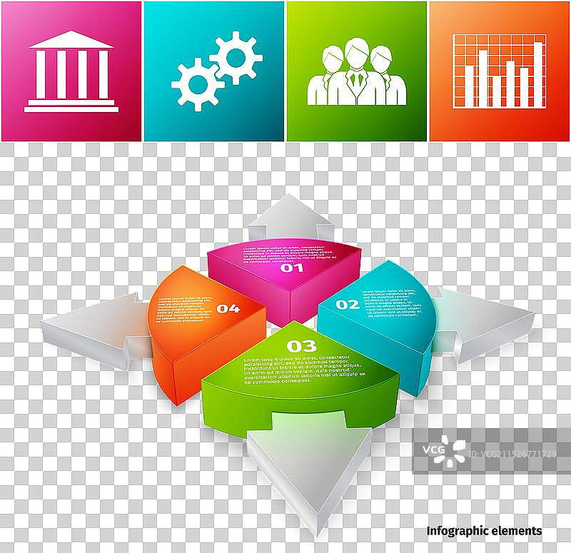 带箭头的3D饼图图片素材