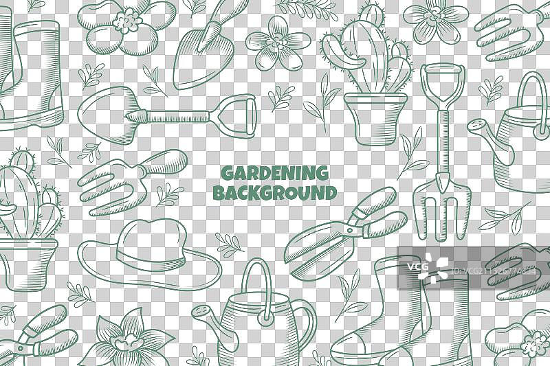 线性手绘园艺背景图片素材