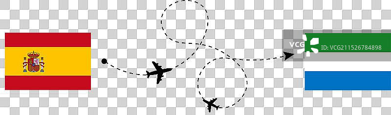 从西班牙到塞拉利昂的航班和旅行图片素材