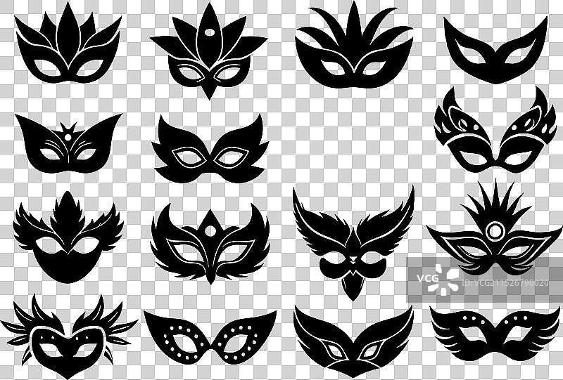 黑色剪影化装舞会面具7图片素材
