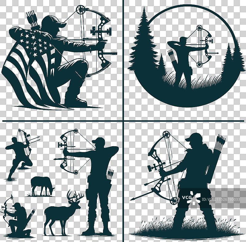 有趣的弓箭狩猎剪影文件狩猎季图片素材