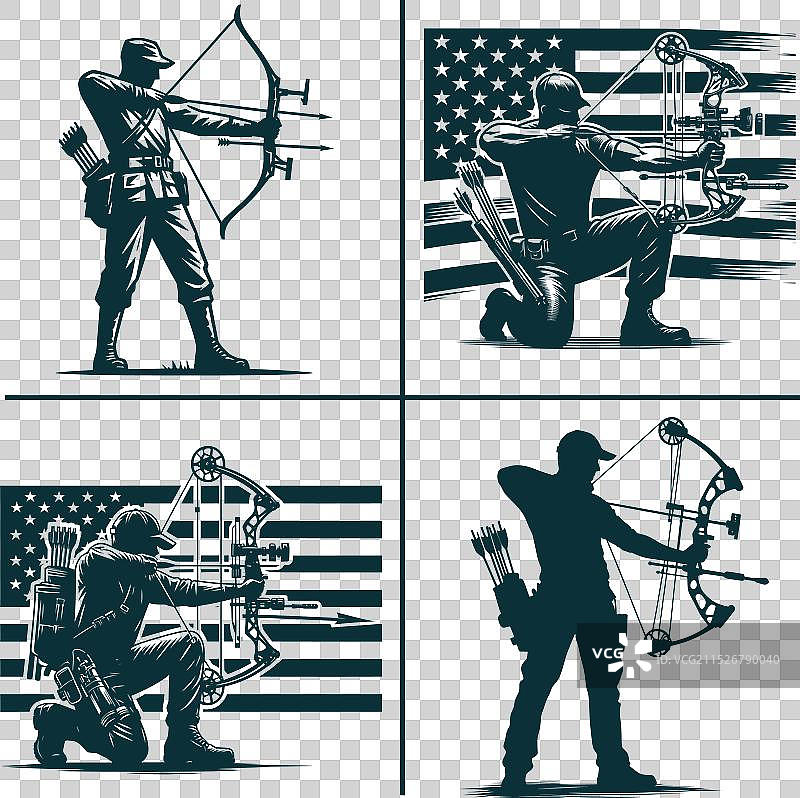 有趣的弓箭狩猎剪影文件狩猎季图片素材