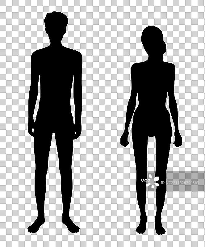 瘦男人和女人剪影图片素材