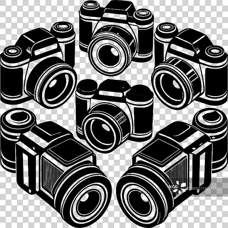 带6号镜头的单反相机剪影图片素材