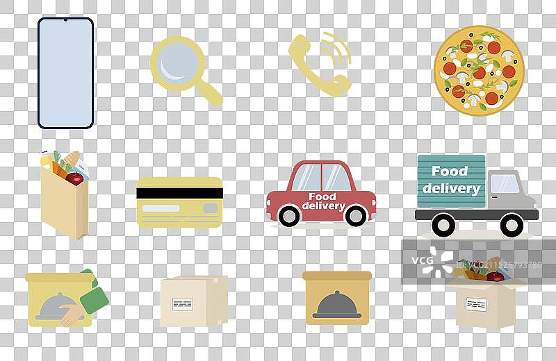 食品配送图标集：智能手机放大镜图片素材