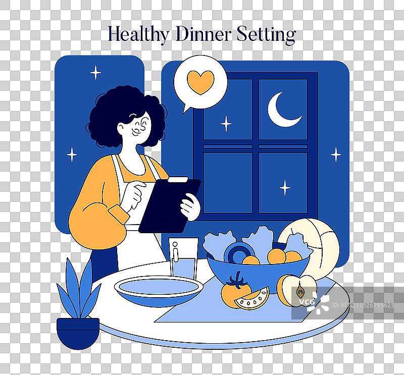 夜间健康扁平化设计图片素材