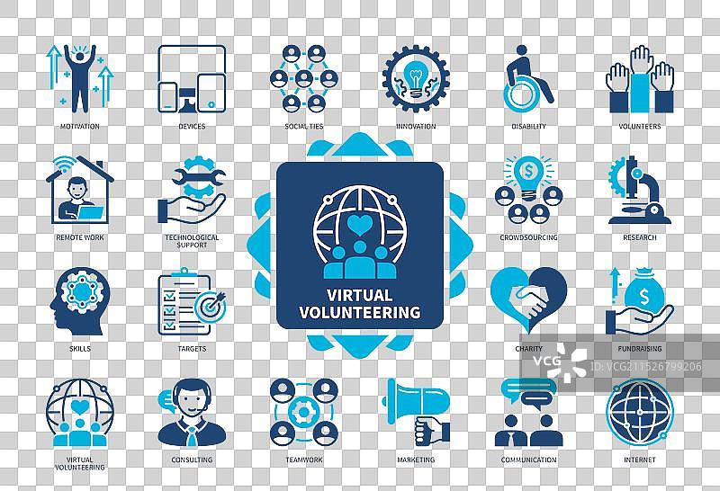 虚拟志愿服务实体图标集图片素材