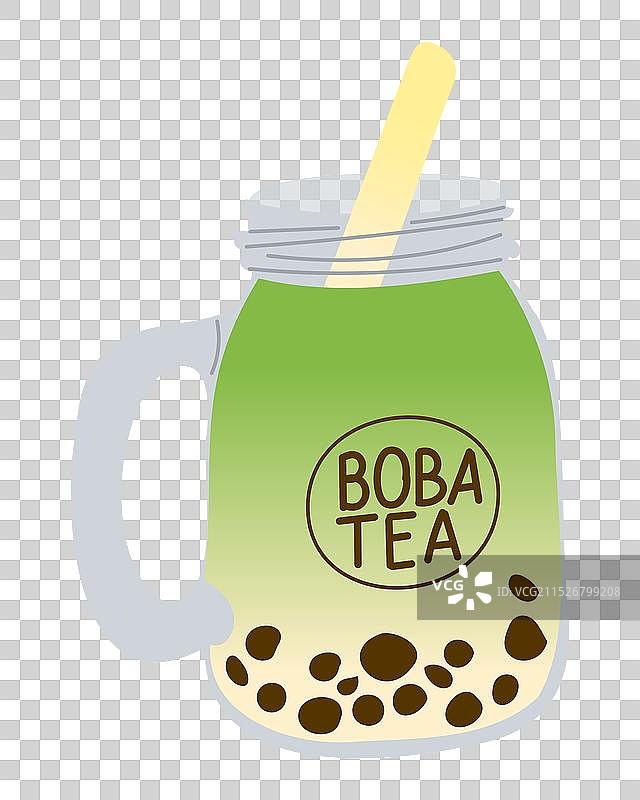 抹茶亚洲流行珍珠奶茶与木薯珍珠图片素材