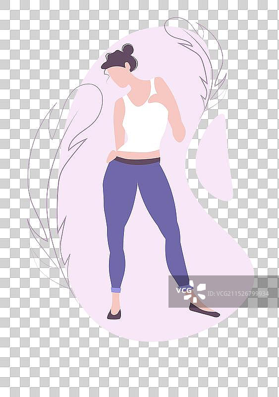 穿着牛仔裤的女人和羽毛图片素材