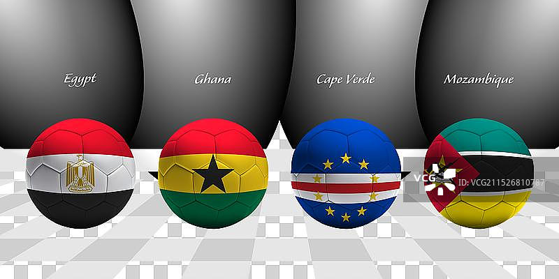 2023年非洲杯B组非洲国家旗帜图片素材