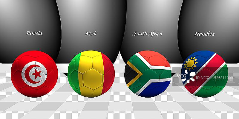 2023年非洲杯E组非洲国家旗帜图片素材