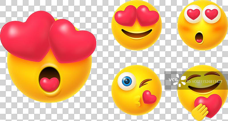 3D爱心表情符号图片素材