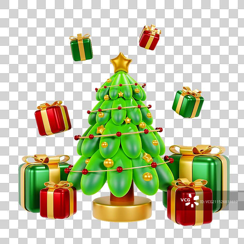 3D立体圣诞树圣诞礼盒促销元素图片素材
