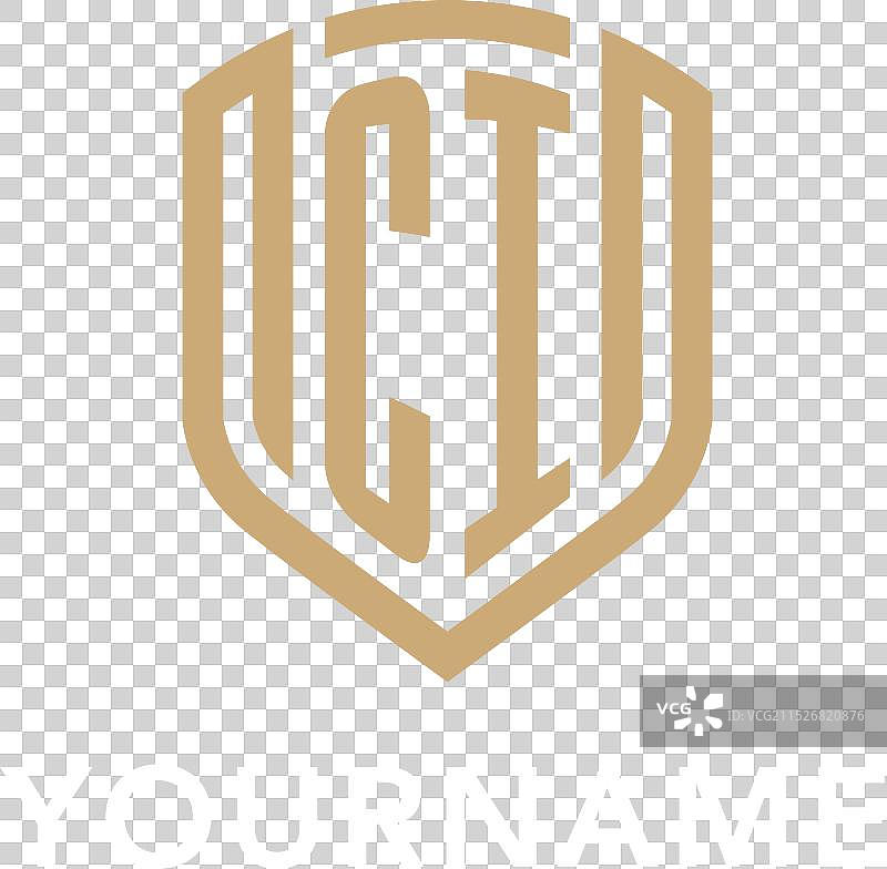 豪华CI标志单线盾形图案图片素材