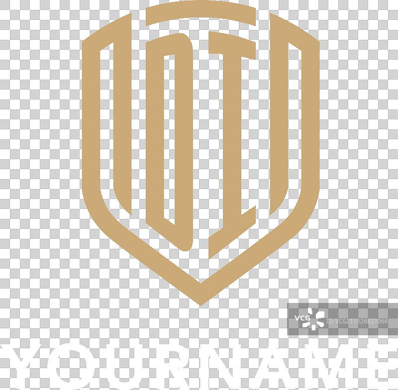 奢华DI字母组合盾牌单线logo图片素材
