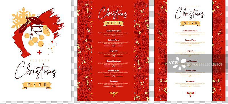 圣诞节菜单设计与花卉装饰图片素材